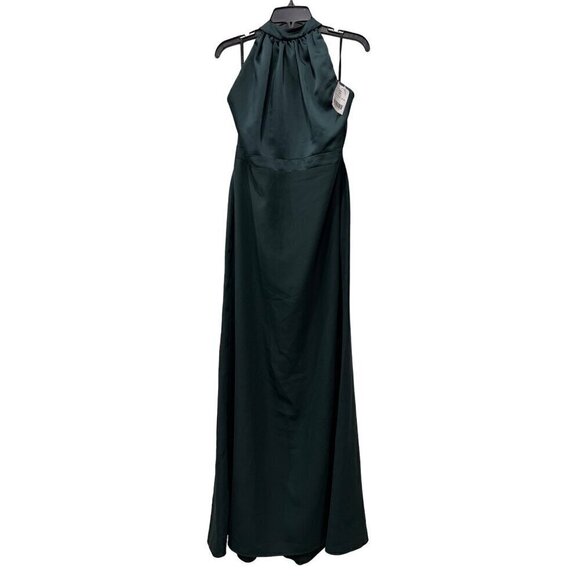 New AFTER SIX Size 14-R High-Neck Open-Back Maxi Dress With Scarf Tie *Defect* - Picture 2 of 12